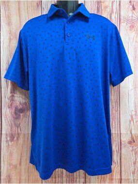 Under Armour Playoff Men Loose Fit Blue Polo Large Performance Golf Shirt